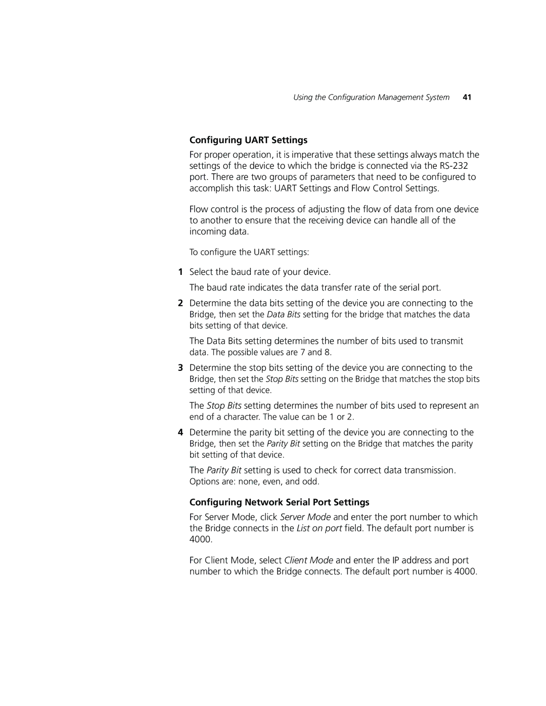 3Com WL-560 manual Configuring Uart Settings, Configuring Network Serial Port Settings 