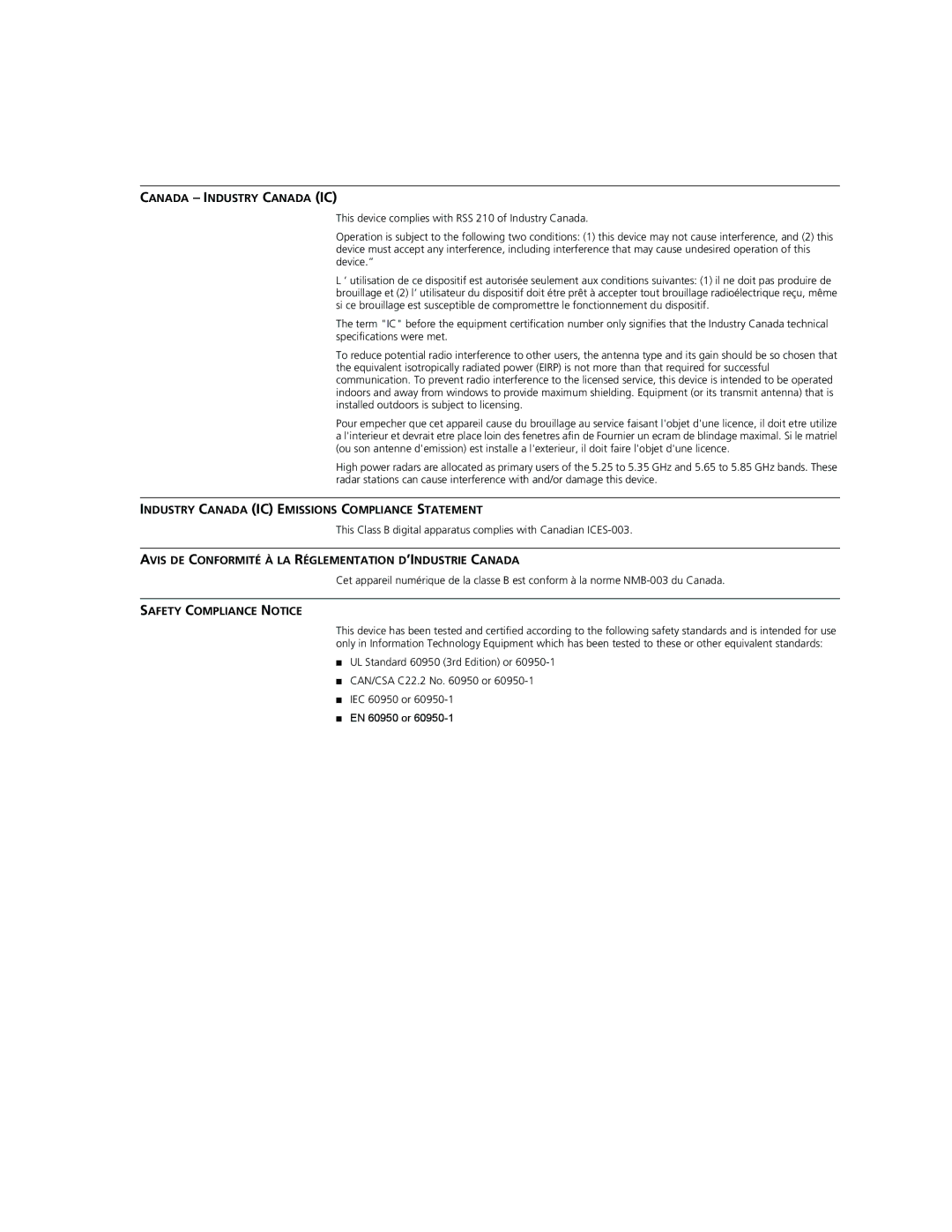 3Com WL-560 manual Industry Canada IC Emissions Compliance Statement 