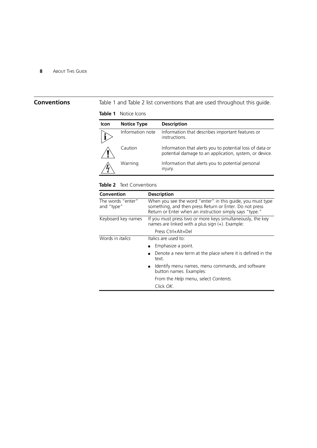 3Com WL-603 manual Conventions, List conventions that are used throughout this guide 