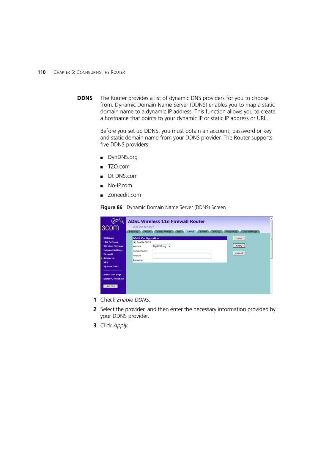 3Com WL-603 manual Check Enable Ddns 