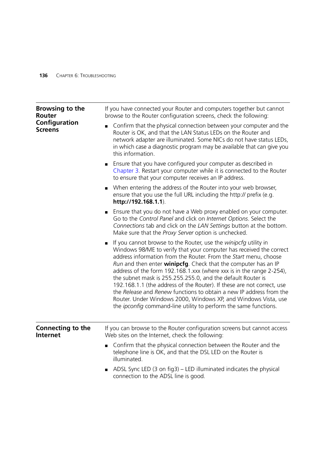 3Com WL-603 manual Browsing to the Router Configuration Screens, Connecting to, Internet 