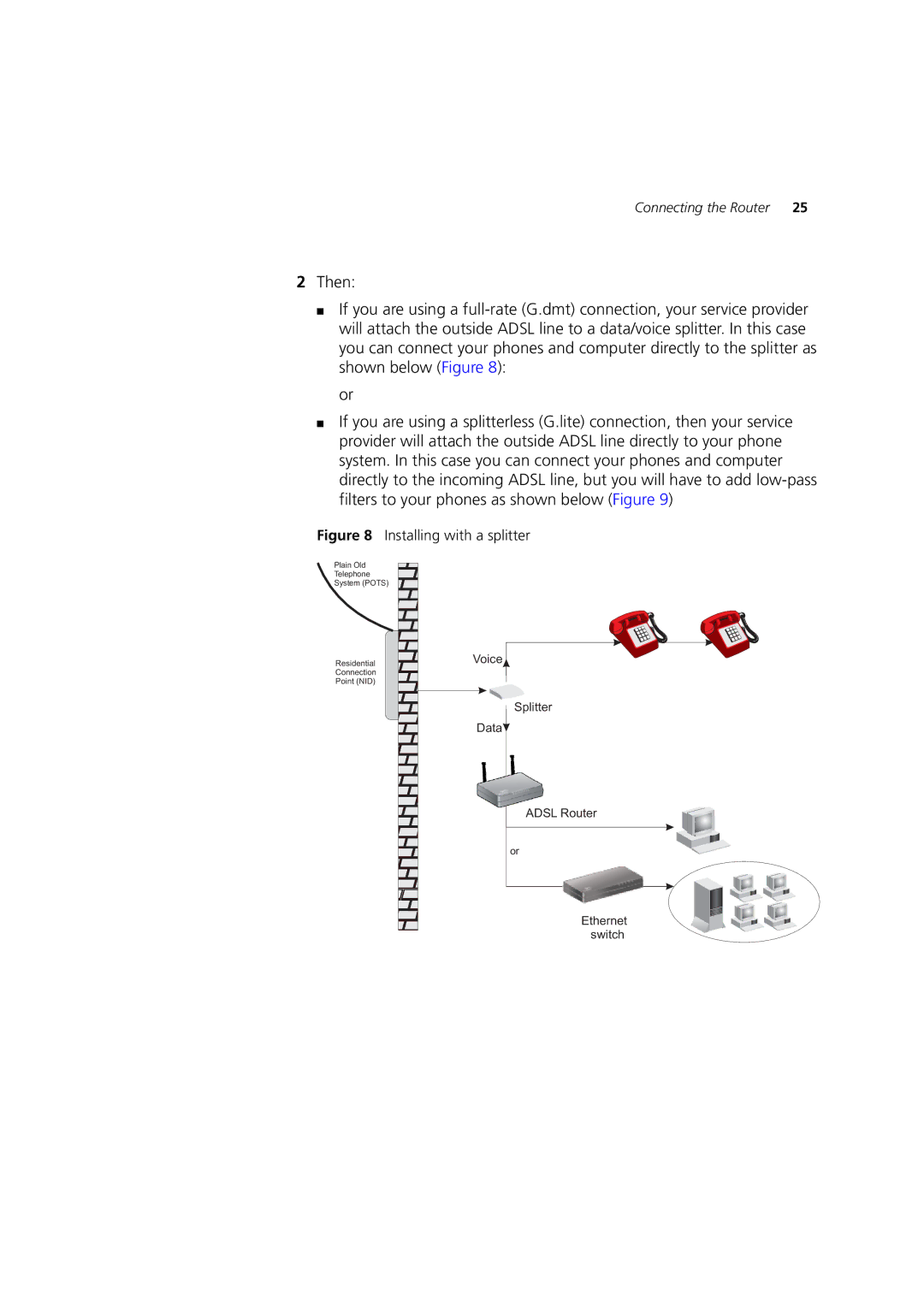 3Com WL-603 manual Installing with a splitter 