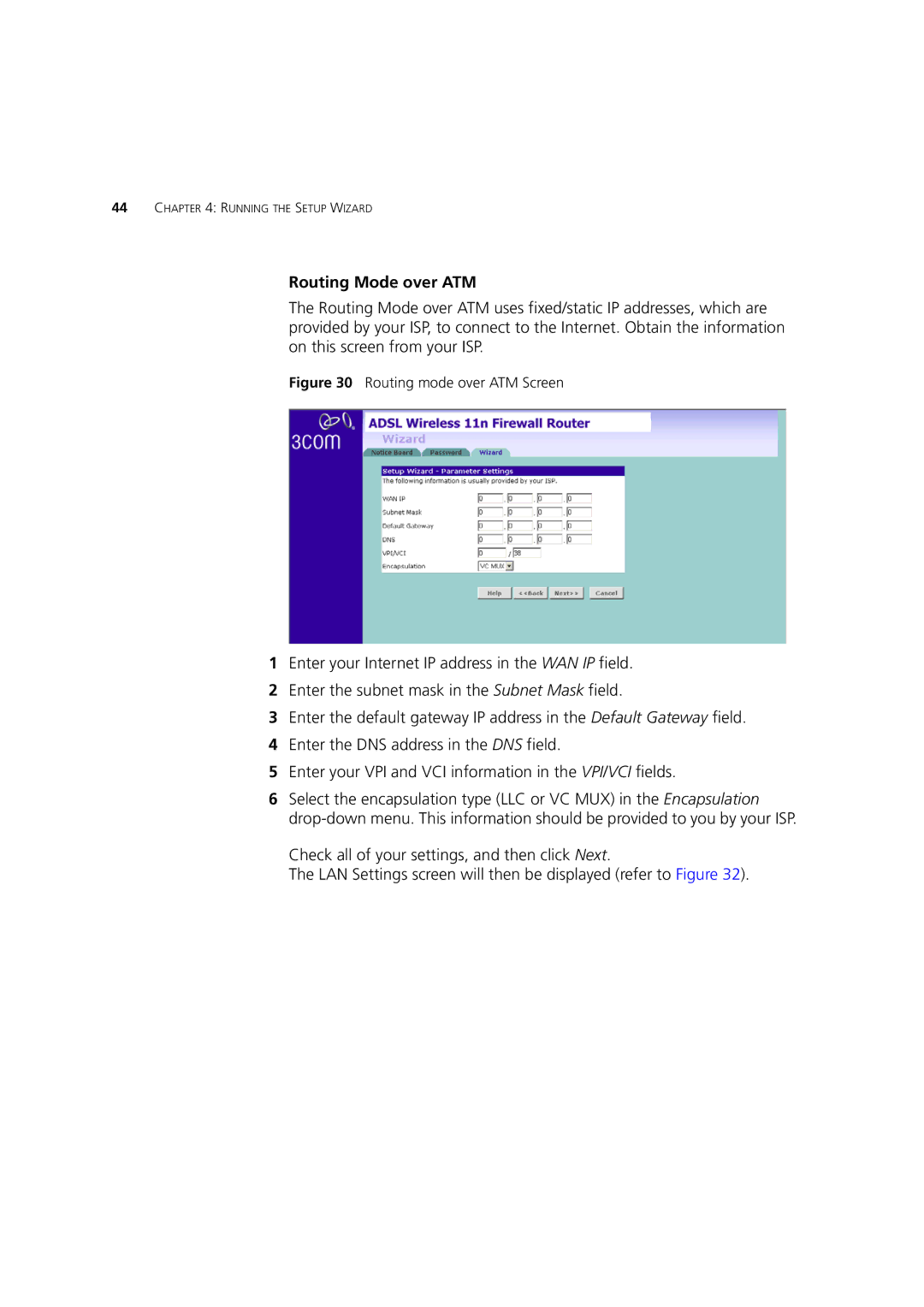 3Com WL-603 manual Routing Mode over ATM, Routing mode over ATM Screen 