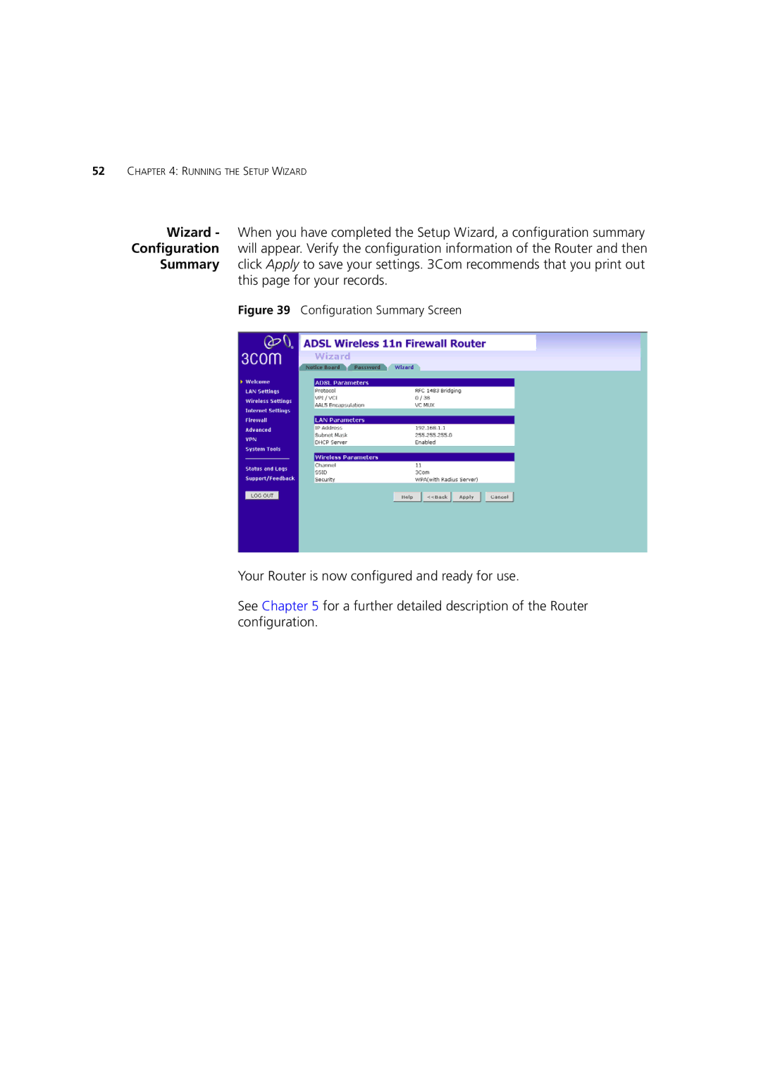 3Com WL-603 manual Configuration Summary Screen 