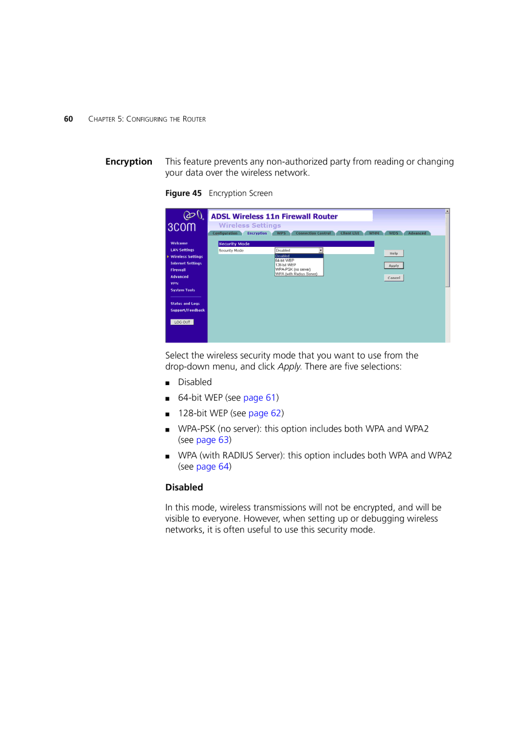 3Com WL-603 manual Disabled 