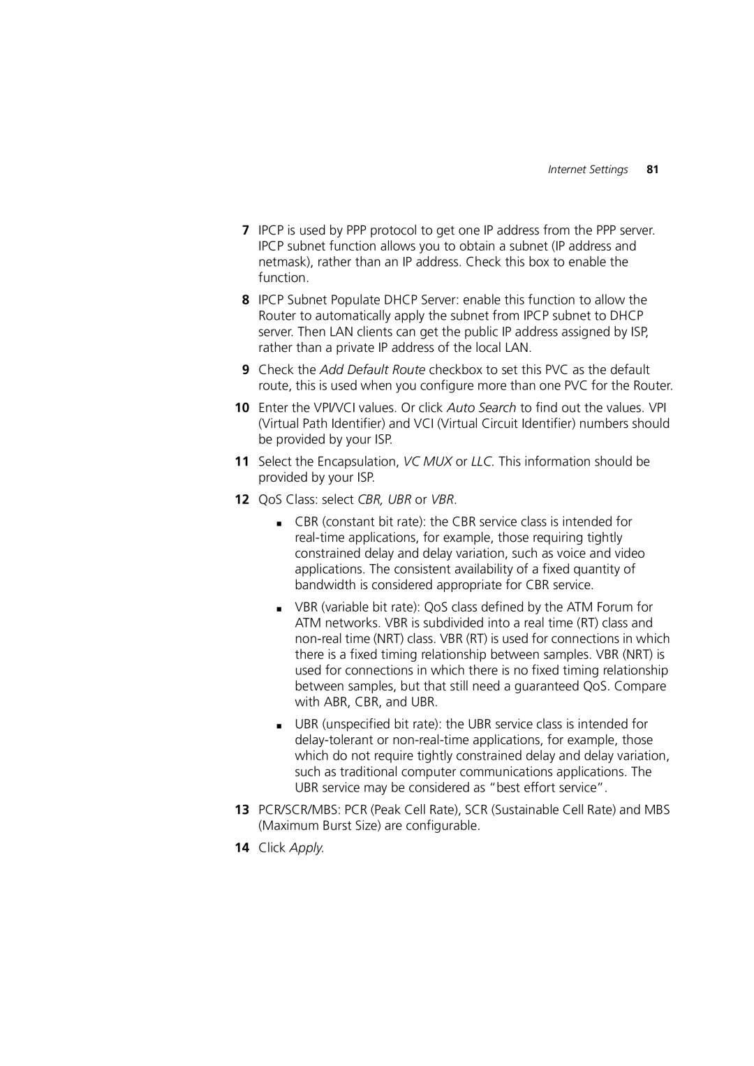 3Com WL-603 manual Internet Settings 