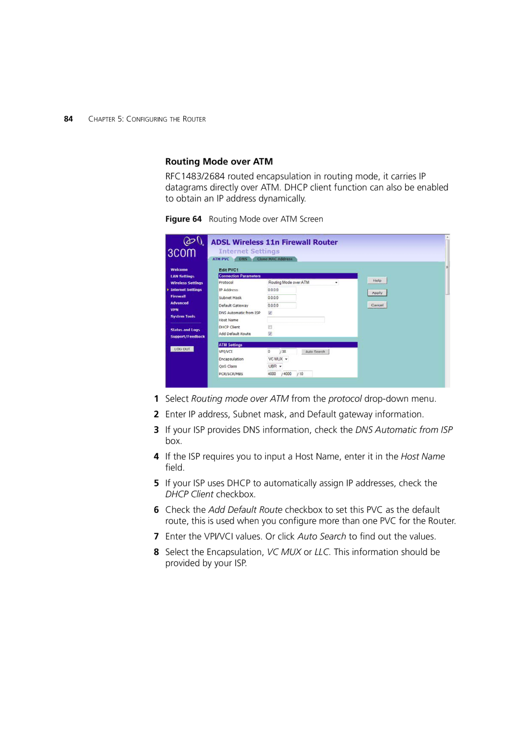 3Com WL-603 manual Routing Mode over ATM 