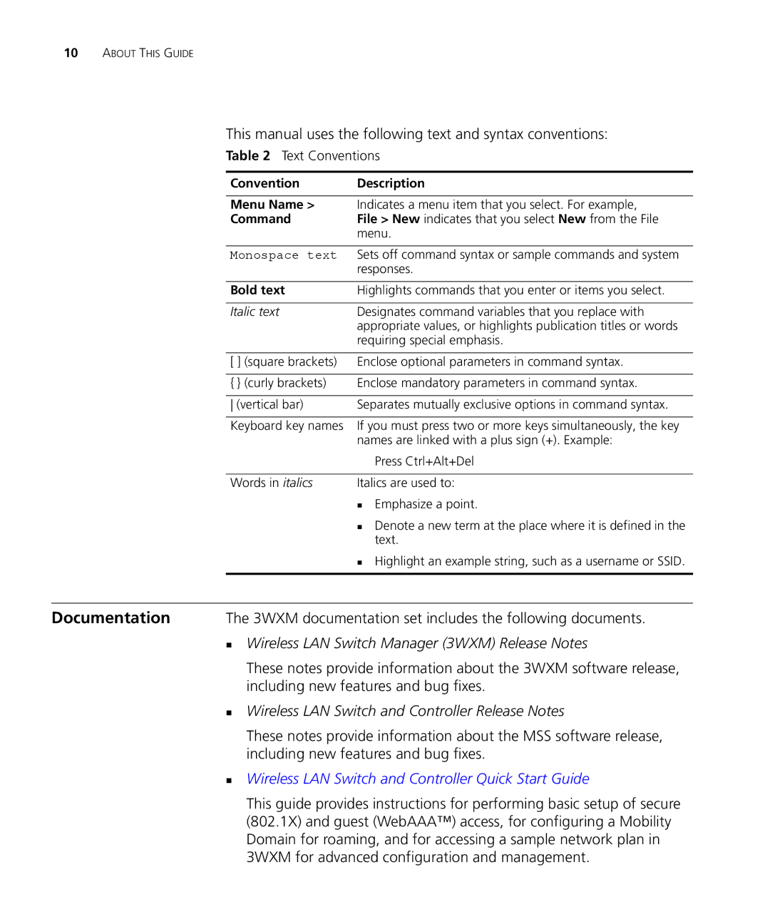 3Com WX2200 manual Documentation 