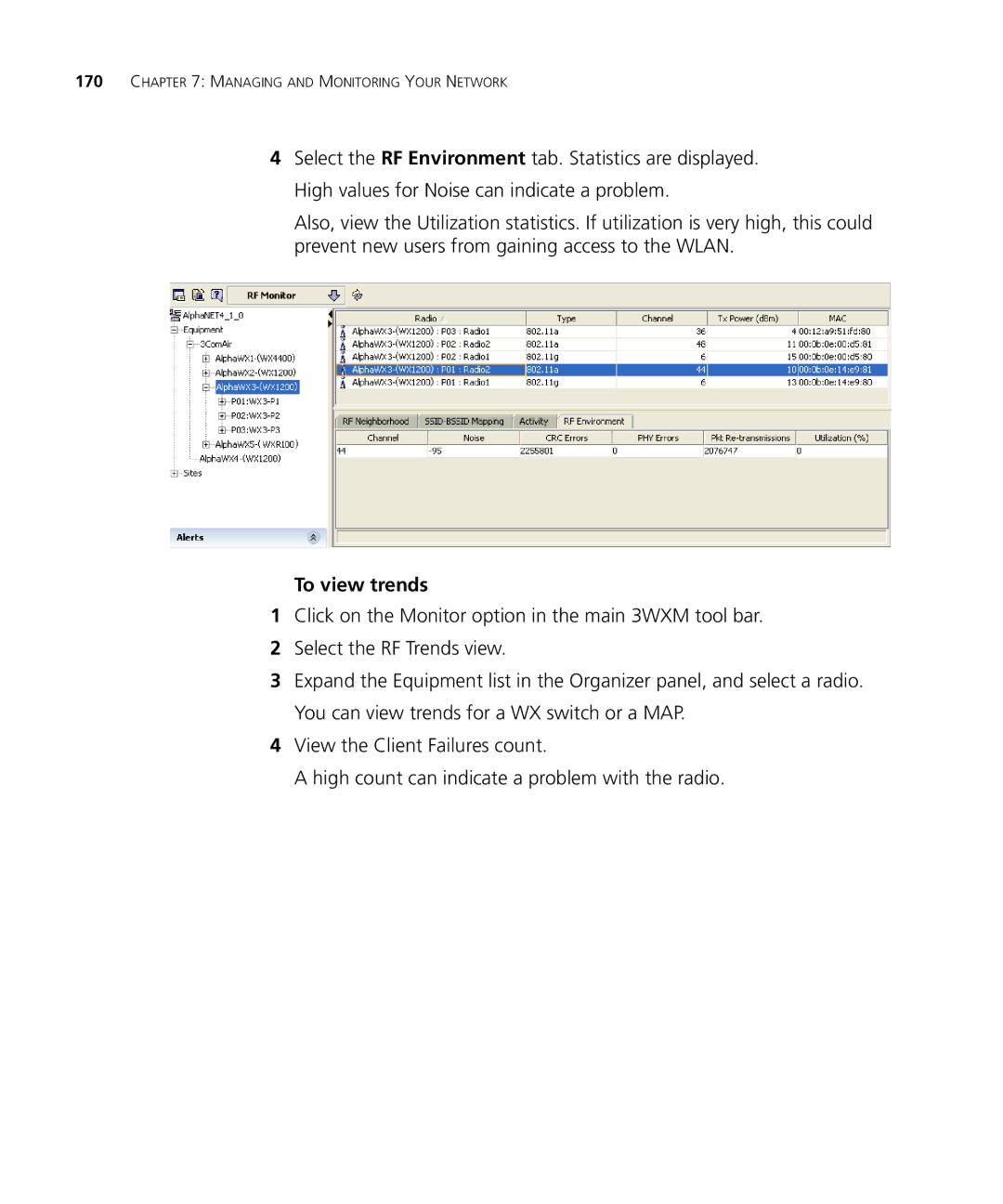 3Com WX2200 manual To view trends 