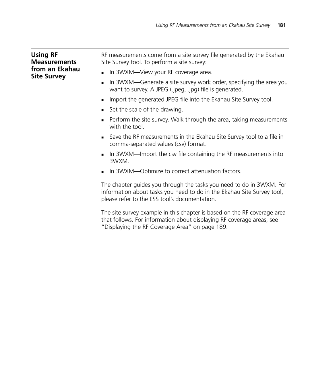 3Com WX2200 manual Using RF Measurements from an Ekahau Site Survey 