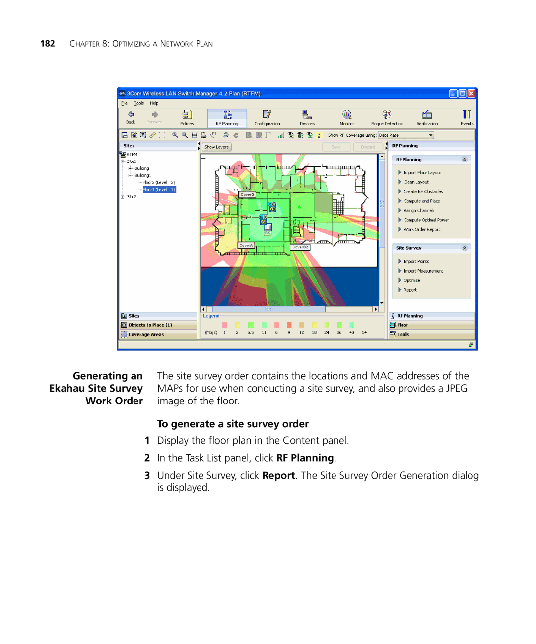 3Com WX2200 manual Work Order image of the floor, To generate a site survey order 