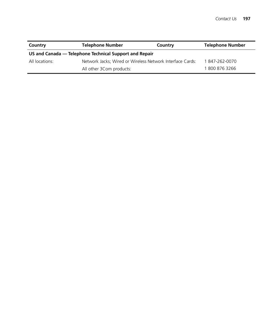 3Com WX2200 manual All other 3Com products 800 876 