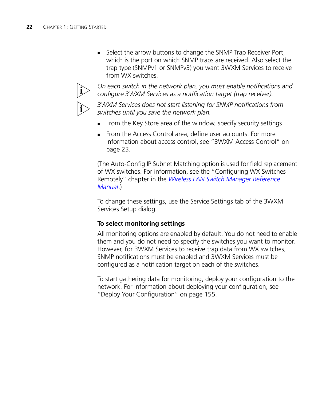 3Com WX2200 manual To select monitoring settings 