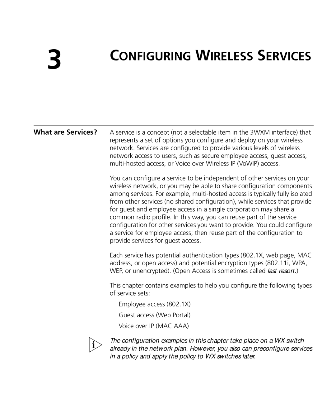 3Com WX2200 manual Configuring Wireless Services 