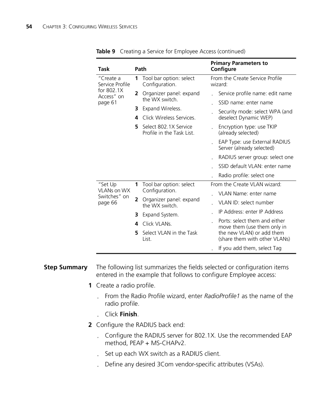 3Com WX2200 manual „ Ssid default Vlan enter name 