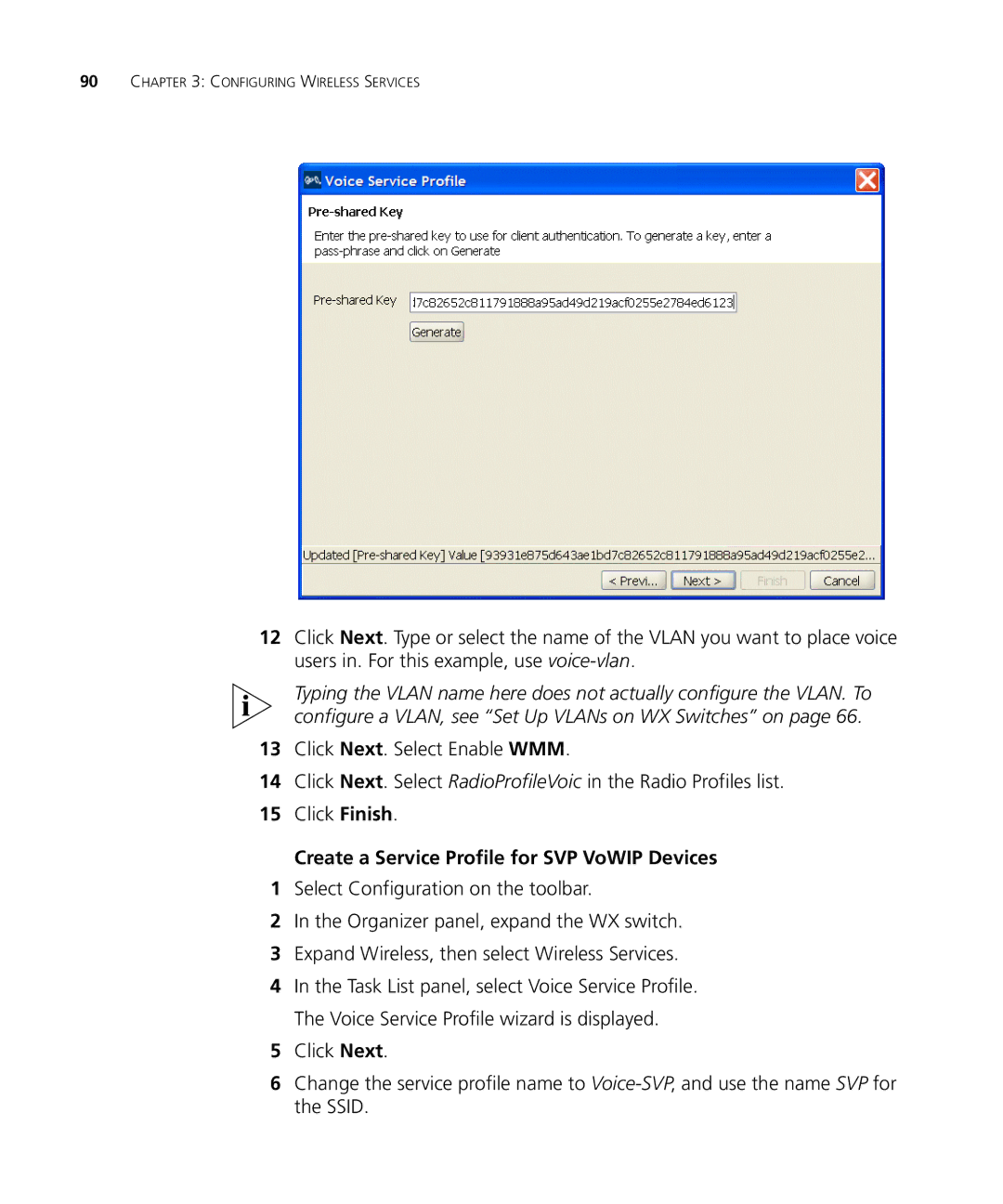 3Com WX2200 manual Create a Service Profile for SVP VoWIP Devices 