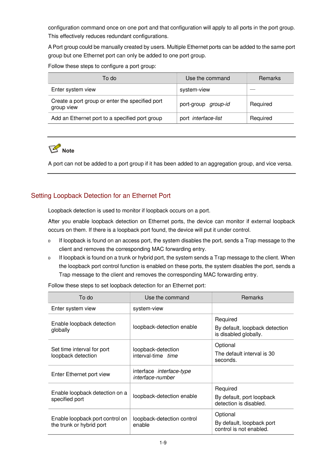 3Com WX3000 operation manual Setting Loopback Detection for an Ethernet Port 