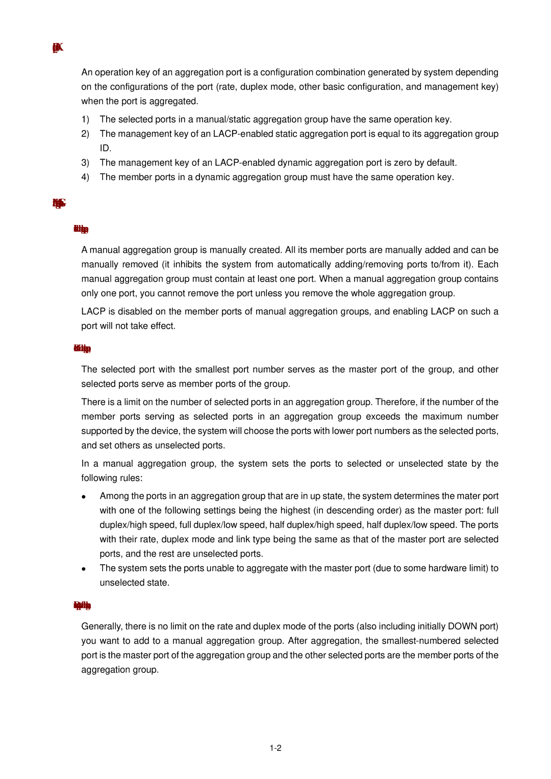 3Com WX3000 operation manual Operation Key, Manual Aggregation Group, Introduction to manual aggregation group 