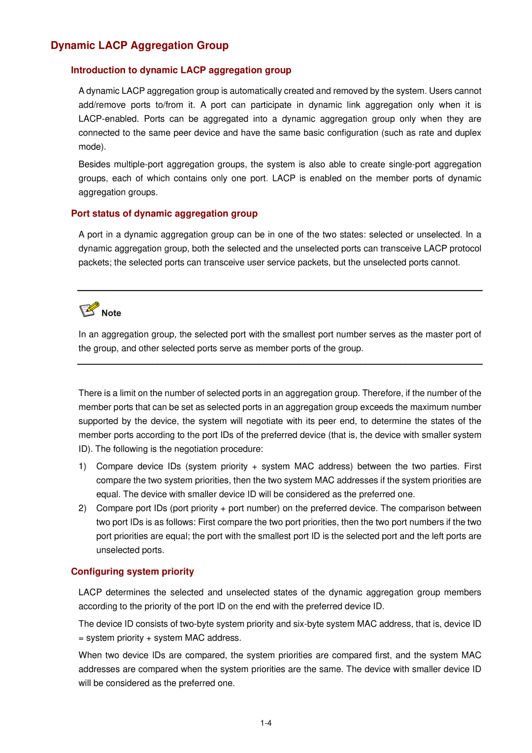 3Com WX3000 Dynamic Lacp Aggregation Group, Introduction to dynamic Lacp aggregation group, Configuring system priority 