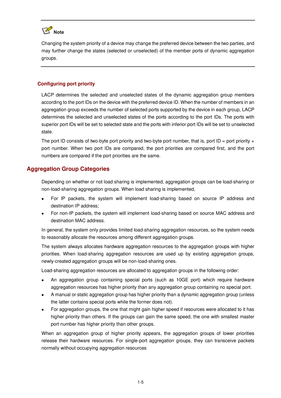 3Com WX3000 operation manual Aggregation Group Categories, Configuring port priority 