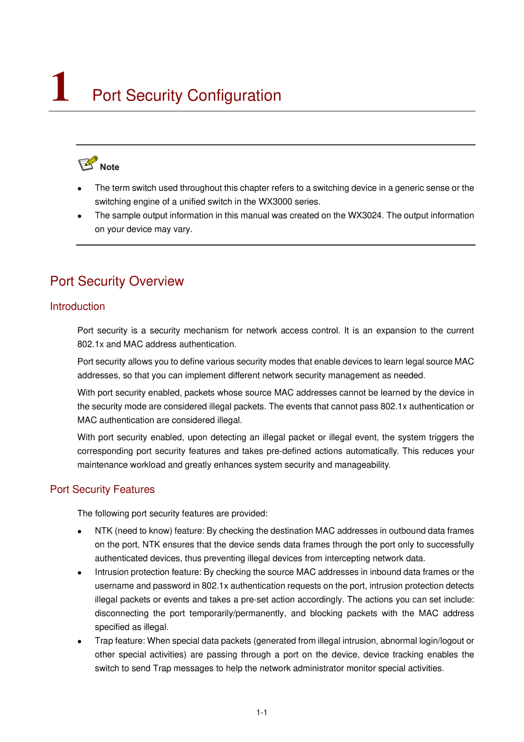 3Com WX3000 operation manual Port Security Configuration, Port Security Overview, Introduction, Port Security Features 