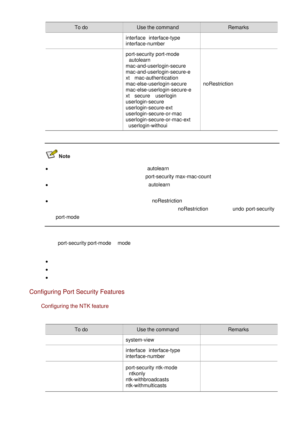 3Com WX3000 operation manual Configuring Port Security Features, Configuring the NTK feature 