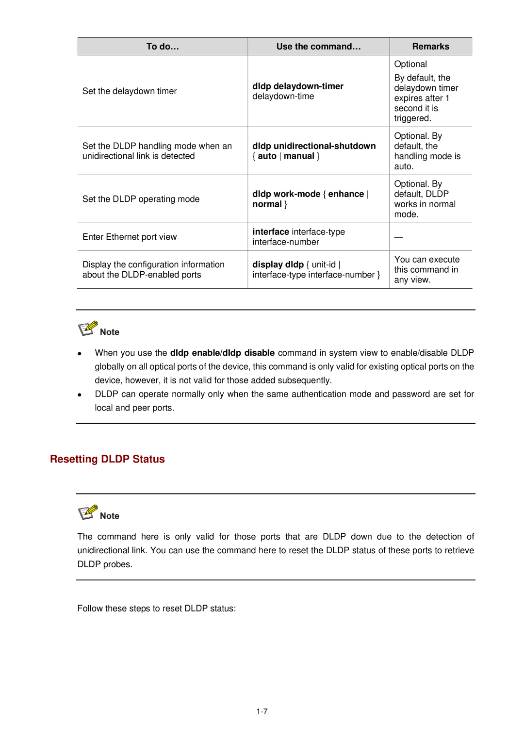 3Com WX3000 operation manual Resetting Dldp Status 