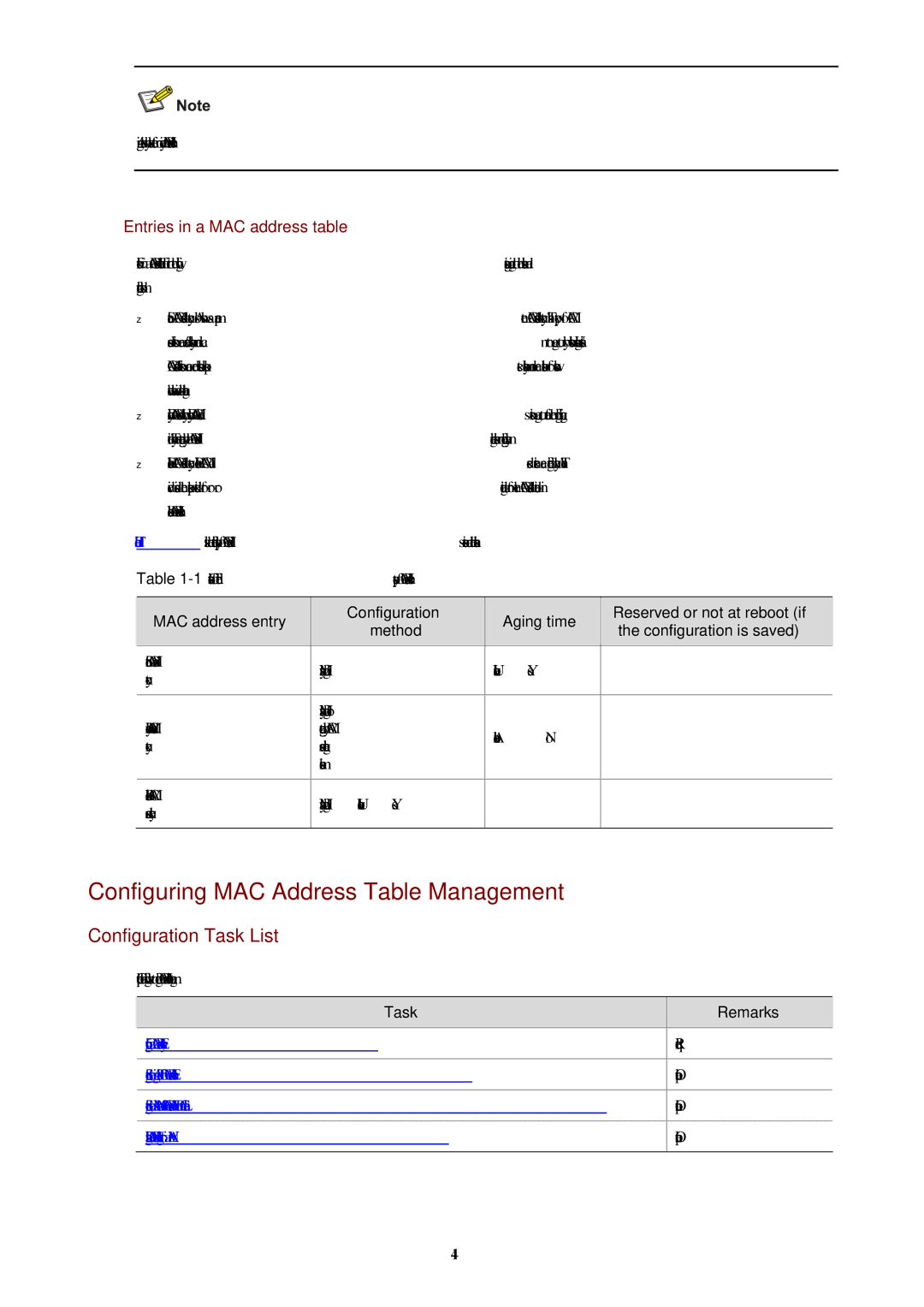 3Com WX3000 operation manual Configuring MAC Address Table Management, Entries in a MAC address table 