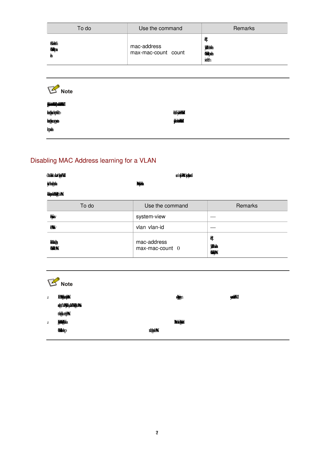 3Com WX3000 operation manual Disabling MAC Address learning for a Vlan, Mac-address, Max-mac-count count 