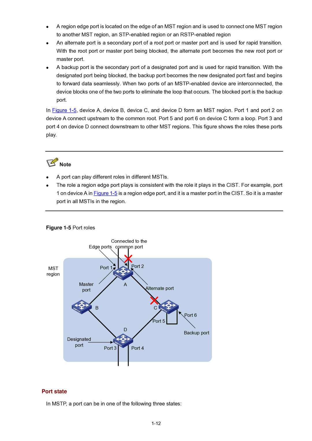 3Com WX3000 operation manual Port state, MSTP, a port can be in one of the following three states 