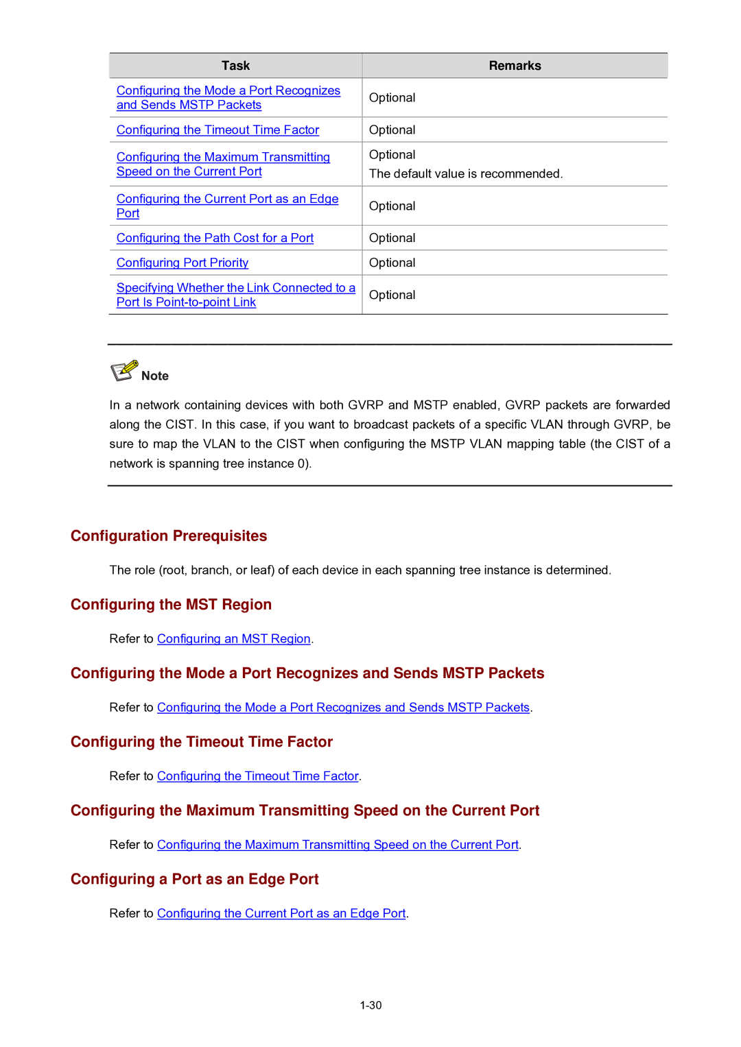 3Com WX3000 operation manual Configuring the MST Region, Configuring a Port as an Edge Port 