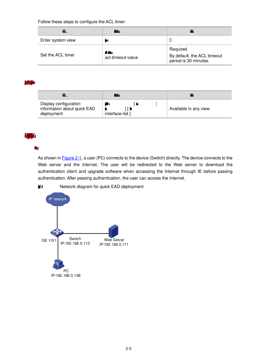 3Com WX3000 operation manual Quick EAD Deployment Configuration Example, Displaying and Maintaining Quick EAD Deployment 