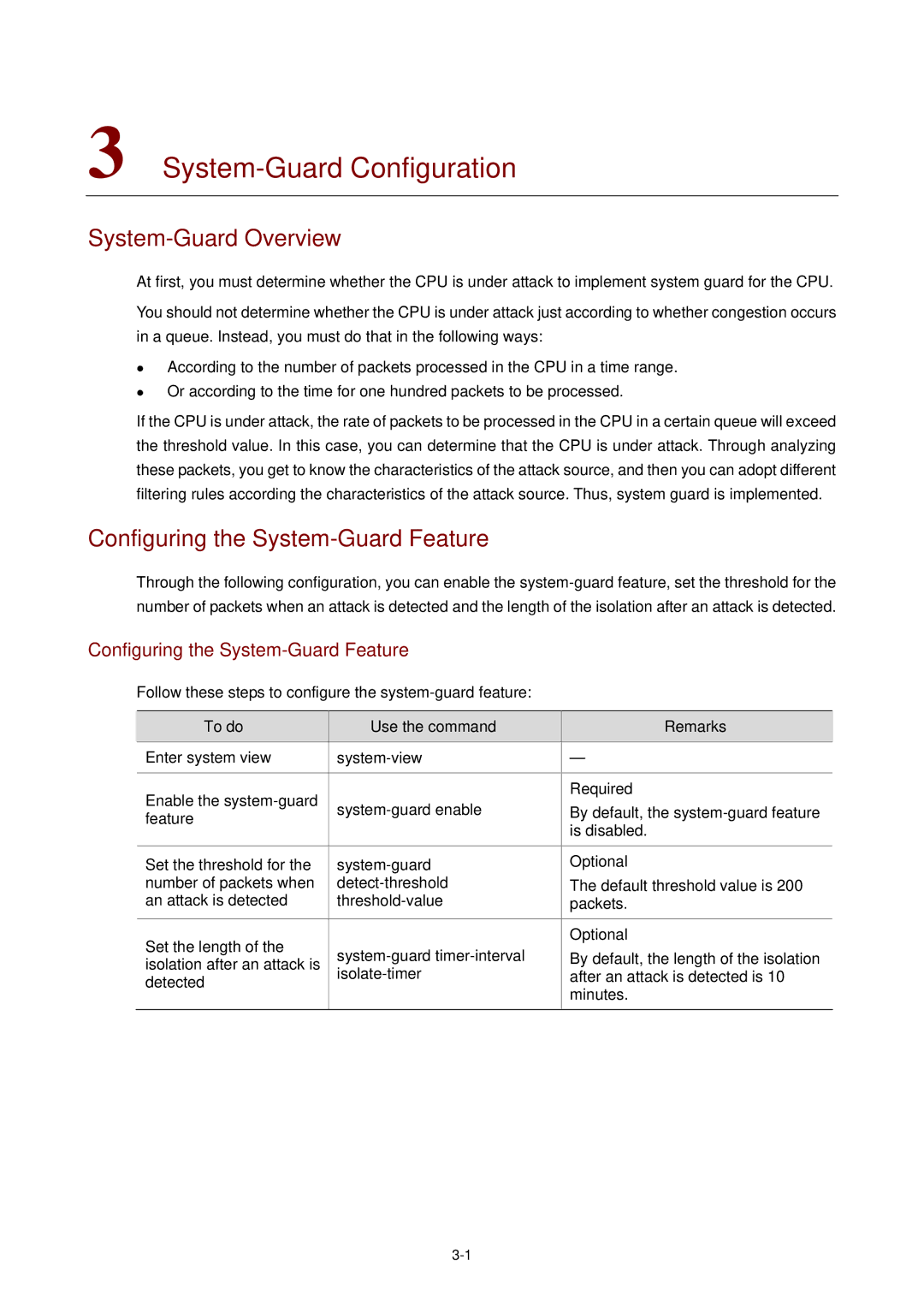 3Com WX3000 operation manual System-Guard Configuration, System-Guard Overview, Configuring the System-Guard Feature 