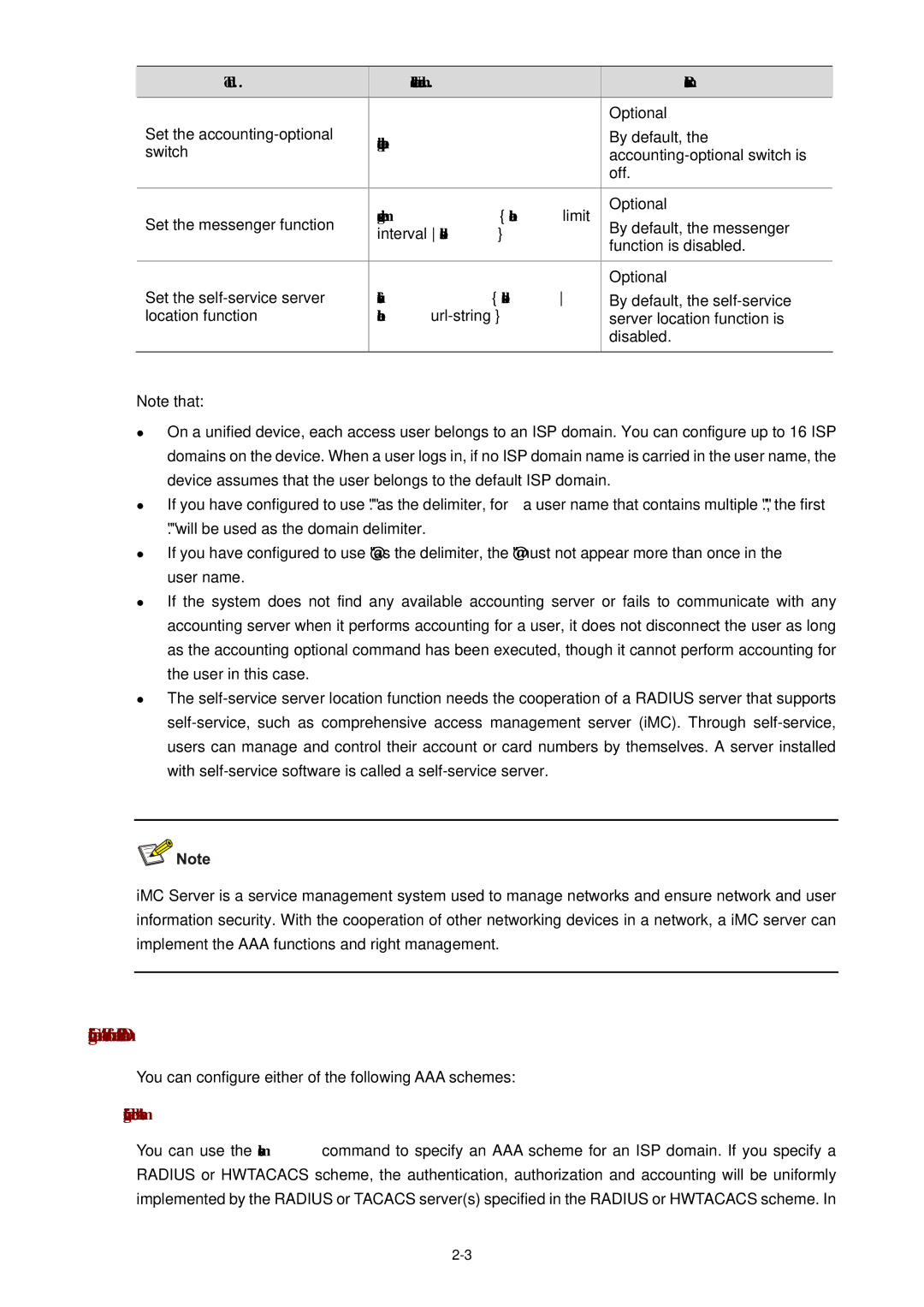 3Com WX3000 Configuring an AAA Scheme for an ISP Domain, Configuring a combined AAA scheme, Accounting optional 