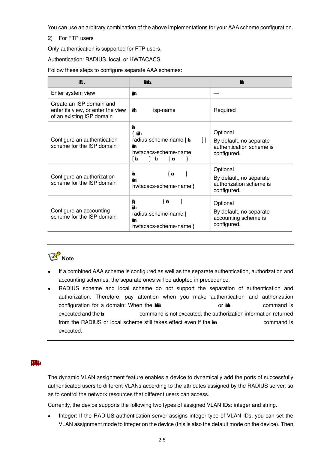 3Com WX3000 operation manual Configuring Dynamic Vlan Assignment, Local local none Authorization none, Accounting none 