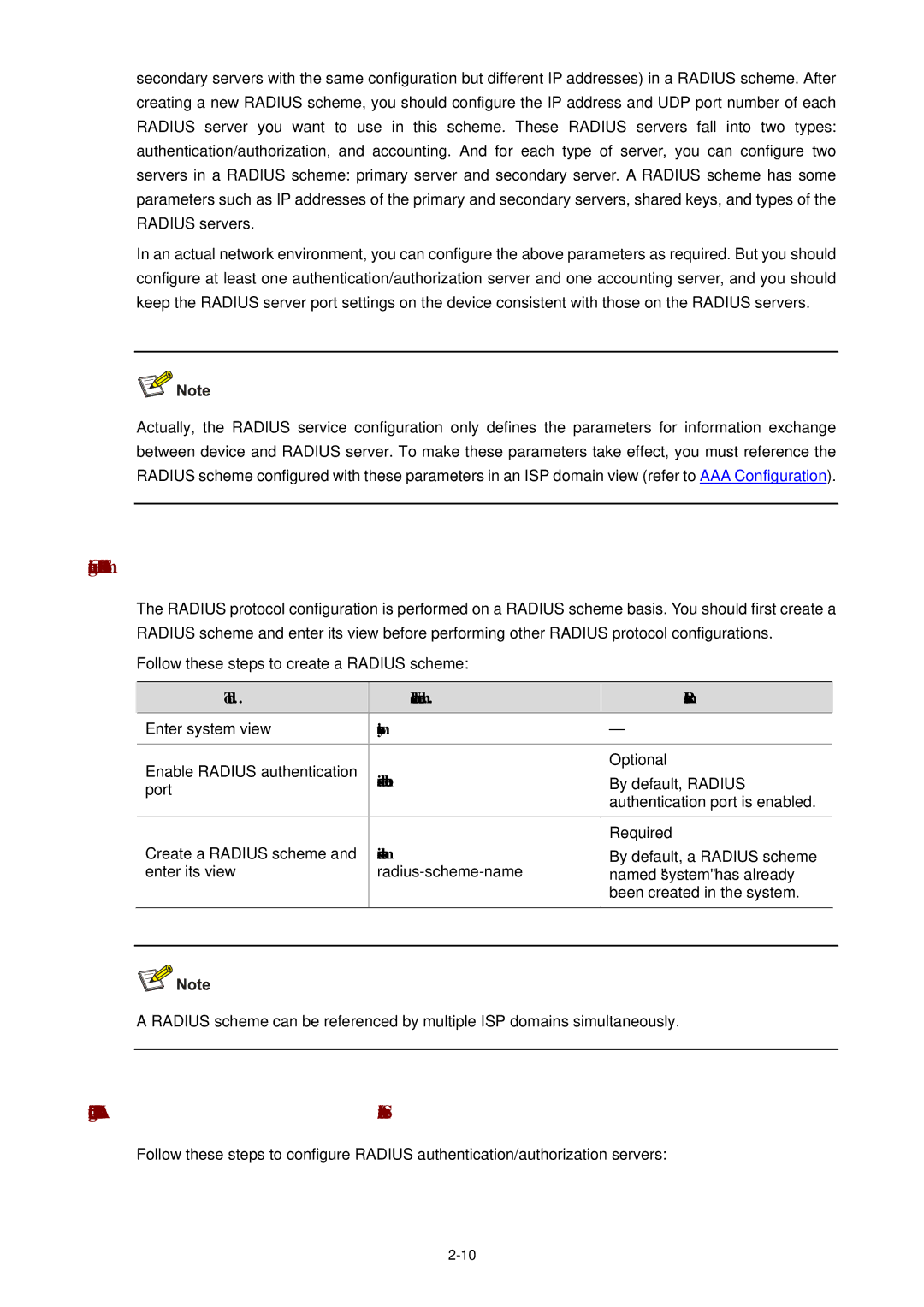 3Com WX3000 Creating a Radius Scheme, Configuring Radius Authentication/Authorization Servers, Radius client enable 