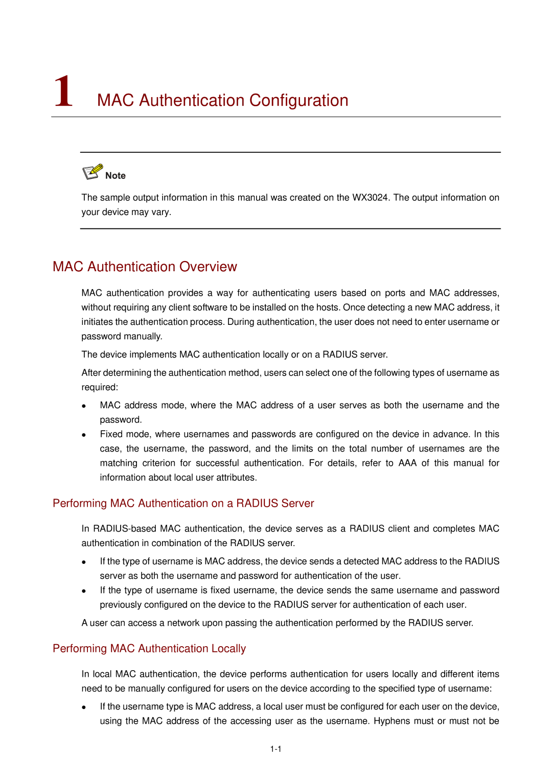 3Com WX3000 MAC Authentication Configuration, MAC Authentication Overview, Performing MAC Authentication Locally 