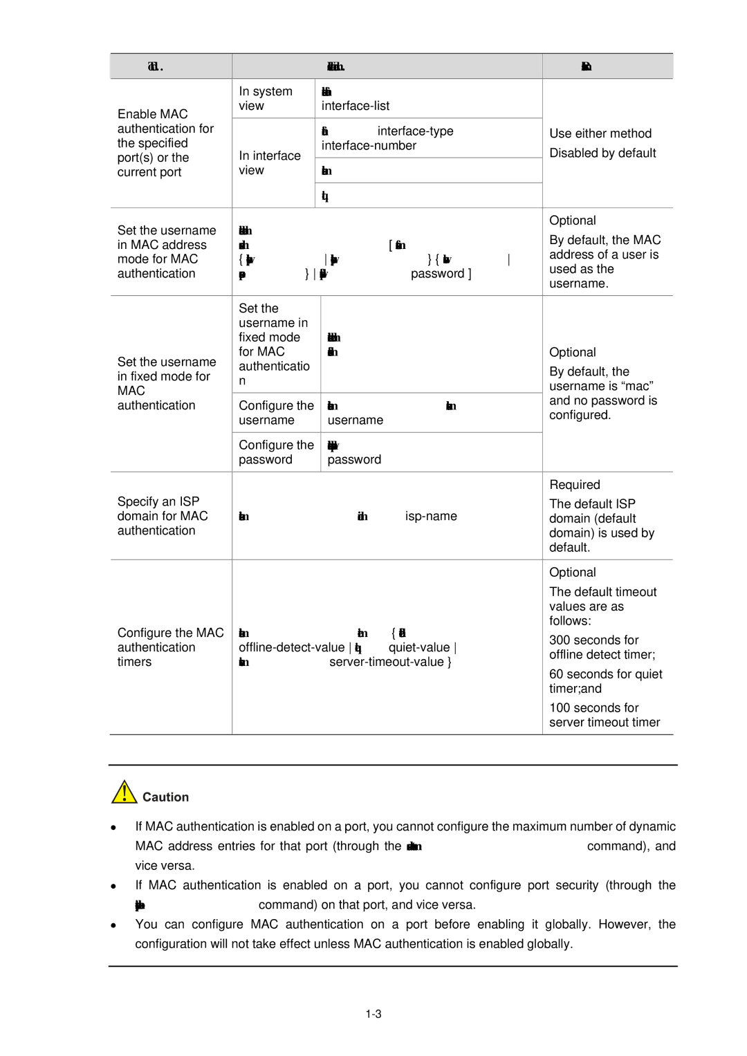 3Com WX3000 Mac-authentication interface, Mac-authentication Quit, Mac-authentication authmode, Usernamefixed 