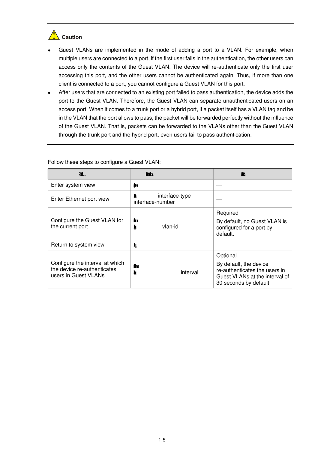 3Com WX3000 operation manual Guest-vlan vlan-id, Mac-authentication timer, Guest-vlan-reauth interval 