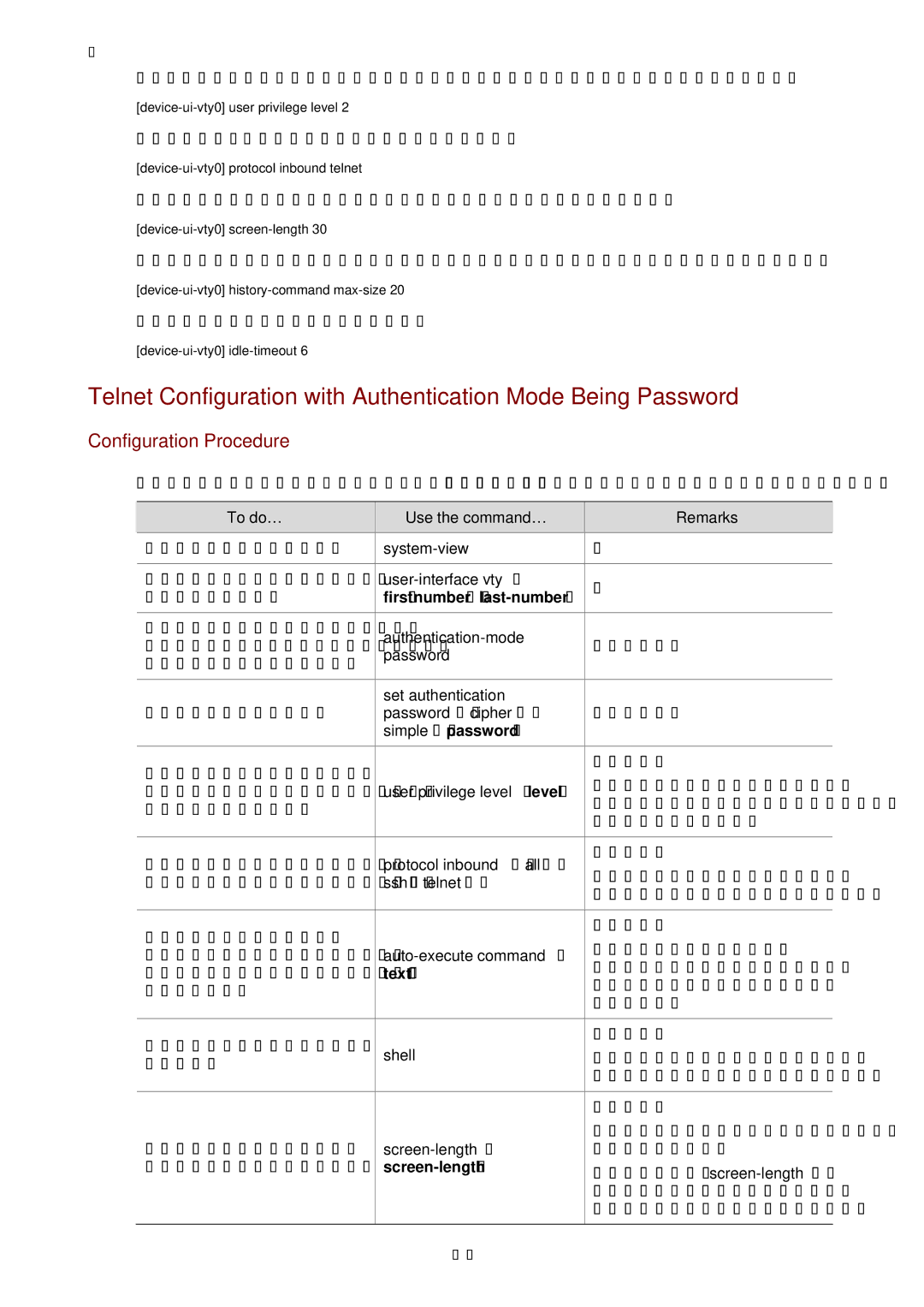 3Com WX3000 operation manual Password Set authentication, Password cipher, User privilege level level, Auto-execute command 