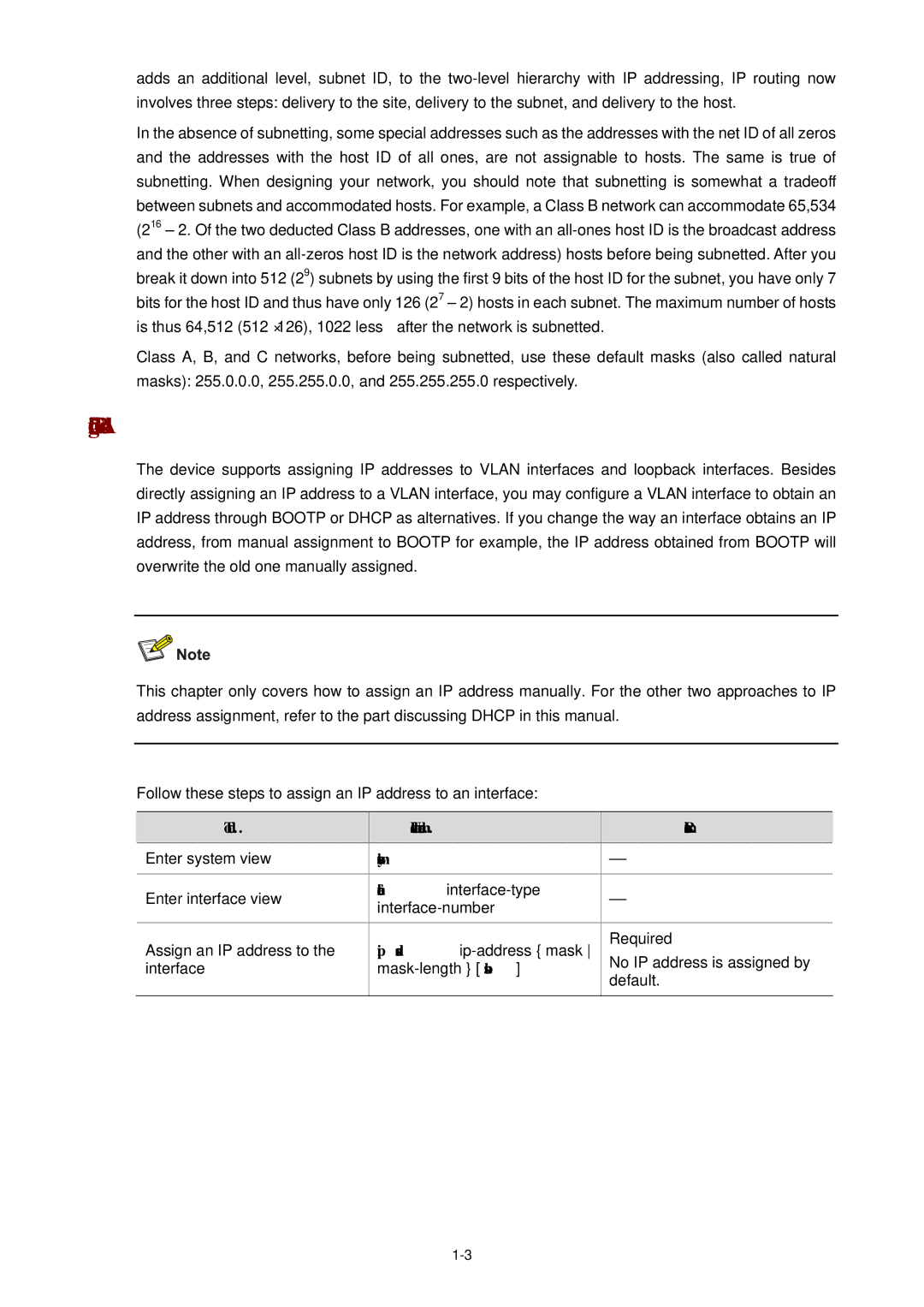 3Com WX3000 operation manual Configuring IP Addresses, Ip address ip-address mask, Mask-length sub 