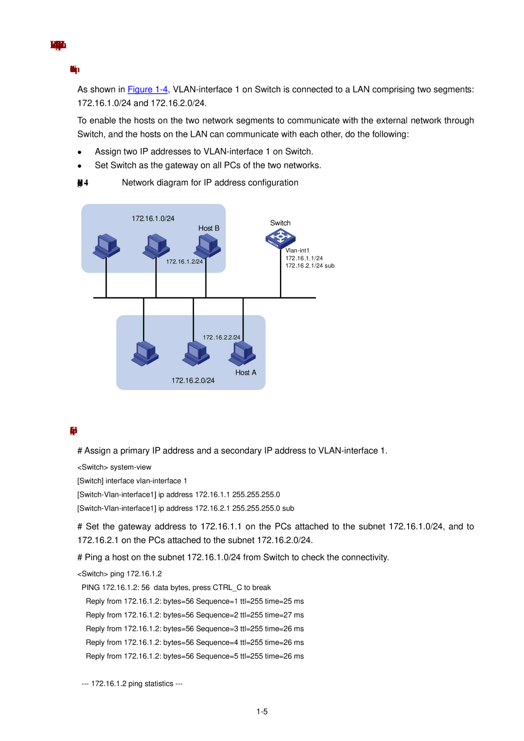 3Com WX3000 operation manual 4Network diagram for IP address configuration 