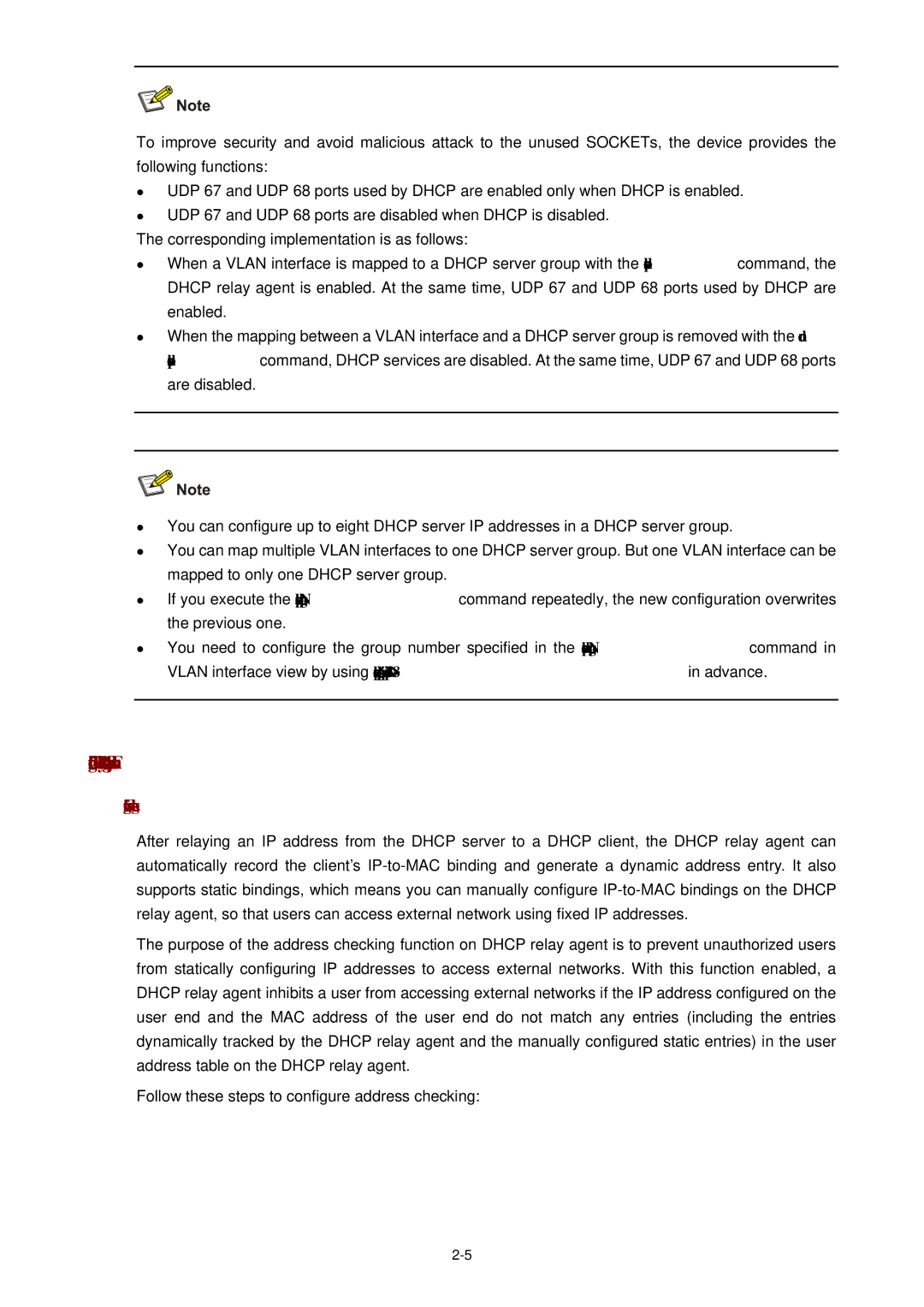 3Com WX3000 operation manual Configuring Dhcp Relay Agent Security Functions, Configuring address checking 