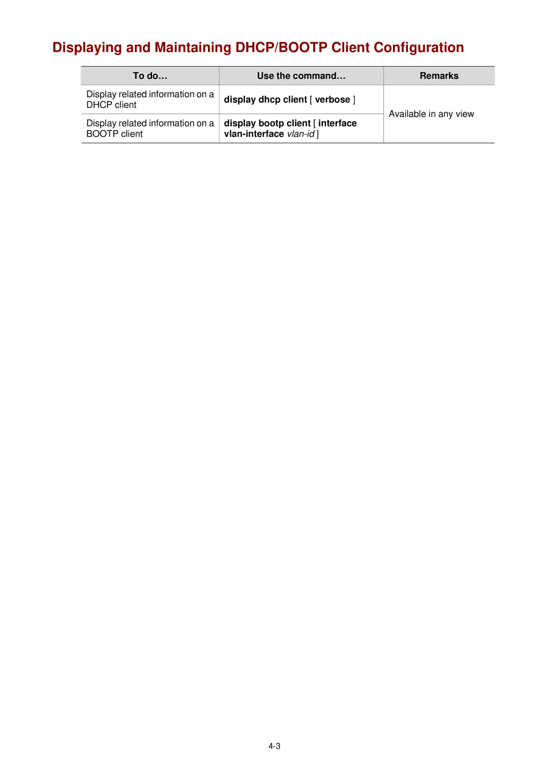 3Com WX3000 Displaying and Maintaining DHCP/BOOTP Client Configuration, Display related information on a, Bootp client 