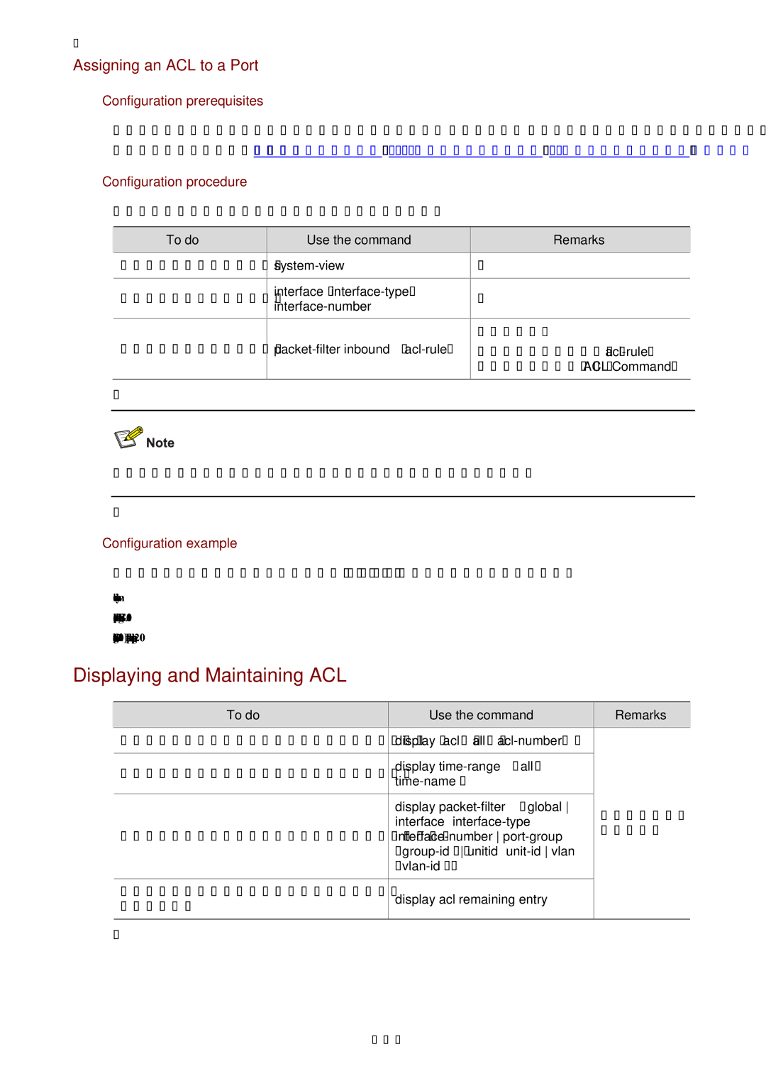 3Com WX3000 operation manual Displaying and Maintaining ACL, Assigning an ACL to a Port 