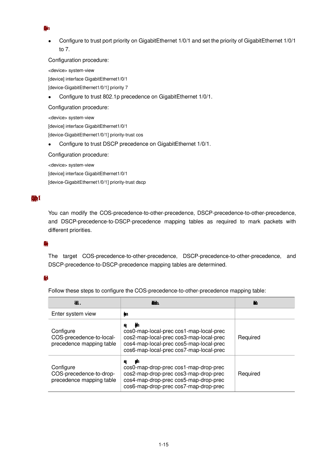 3Com WX3000 operation manual Configuring Priority Mapping, Qos cos-local-precedence-map, Qos cos-drop-precedence-map 