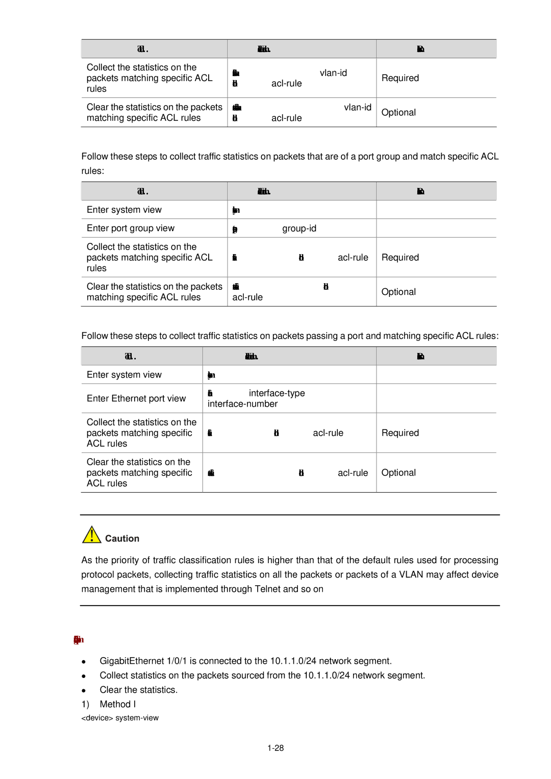 3Com WX3000 Traffic-statistic vlan vlan-id, Reset traffic-statistic vlan vlan-id, Reset traffic-statistic inbound acl-rule 