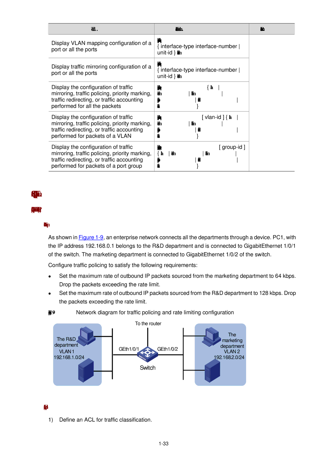 3Com WX3000 operation manual QoS Configuration Example, Configuration Example of Traffic Policing 