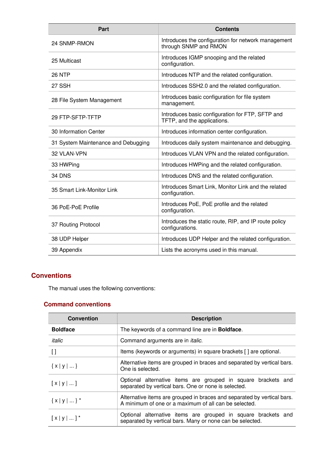 3Com WX3000 operation manual Conventions, Convention Description Boldface, Italic 