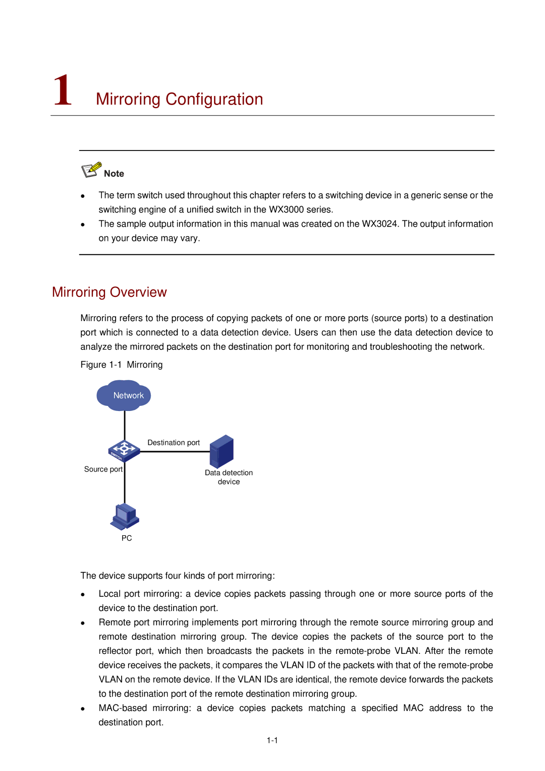 3Com WX3000 operation manual Mirroring Configuration, Mirroring Overview 